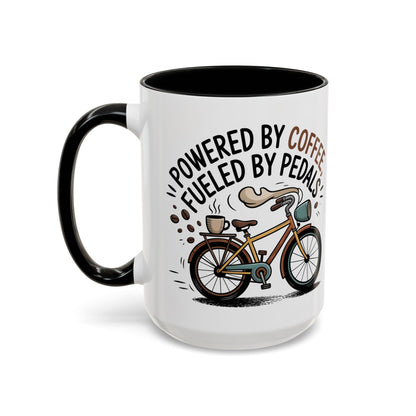 Ceramic Coffee Mug - Powered By Coffee, Fueled By Pedals