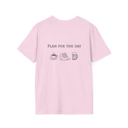 Unisex T-Shirt - Plan for the Day Hiking Boot & Beer (2-sided graphic)