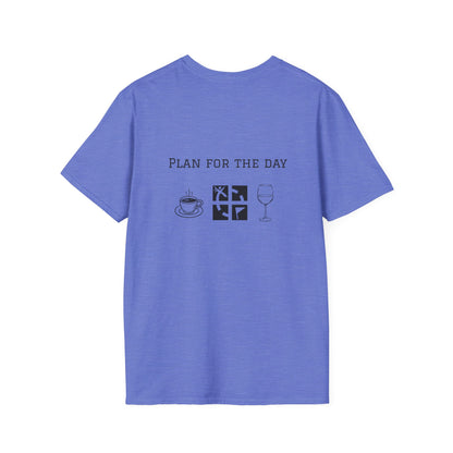 Unisex T-Shirt - Plan for the Day Geocache & Wine (2-sided graphic)