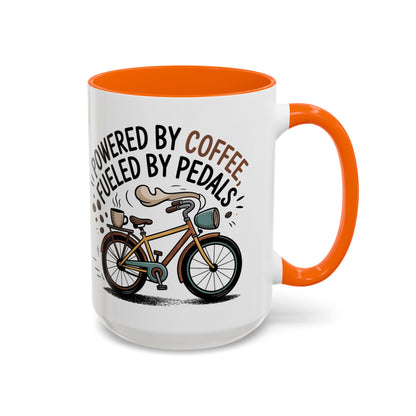 Ceramic Coffee Mug - Powered By Coffee, Fueled By Pedals