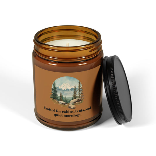 Scented Soy Candle - Crafted for cabins, tents, and quiet mornings (Multi-scent, Amber Jar)