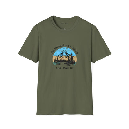 Unisex T-Shirt - The Mountains are Calling and I Must Go (front logo only)