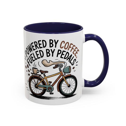 Ceramic Coffee Mug - Powered By Coffee, Fueled By Pedals