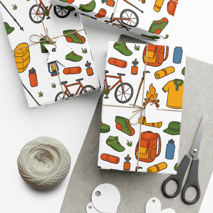 Eco-Friendly Adventurous Hiking & Camping Themed Gift Wrap Paper