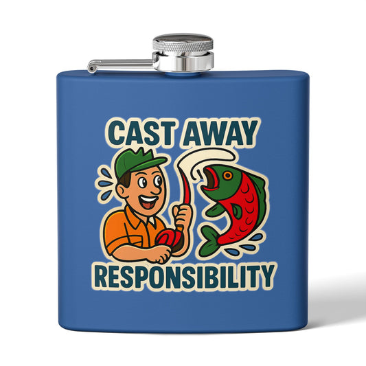 Fishing Flask -  Cast Away Responsibility Design