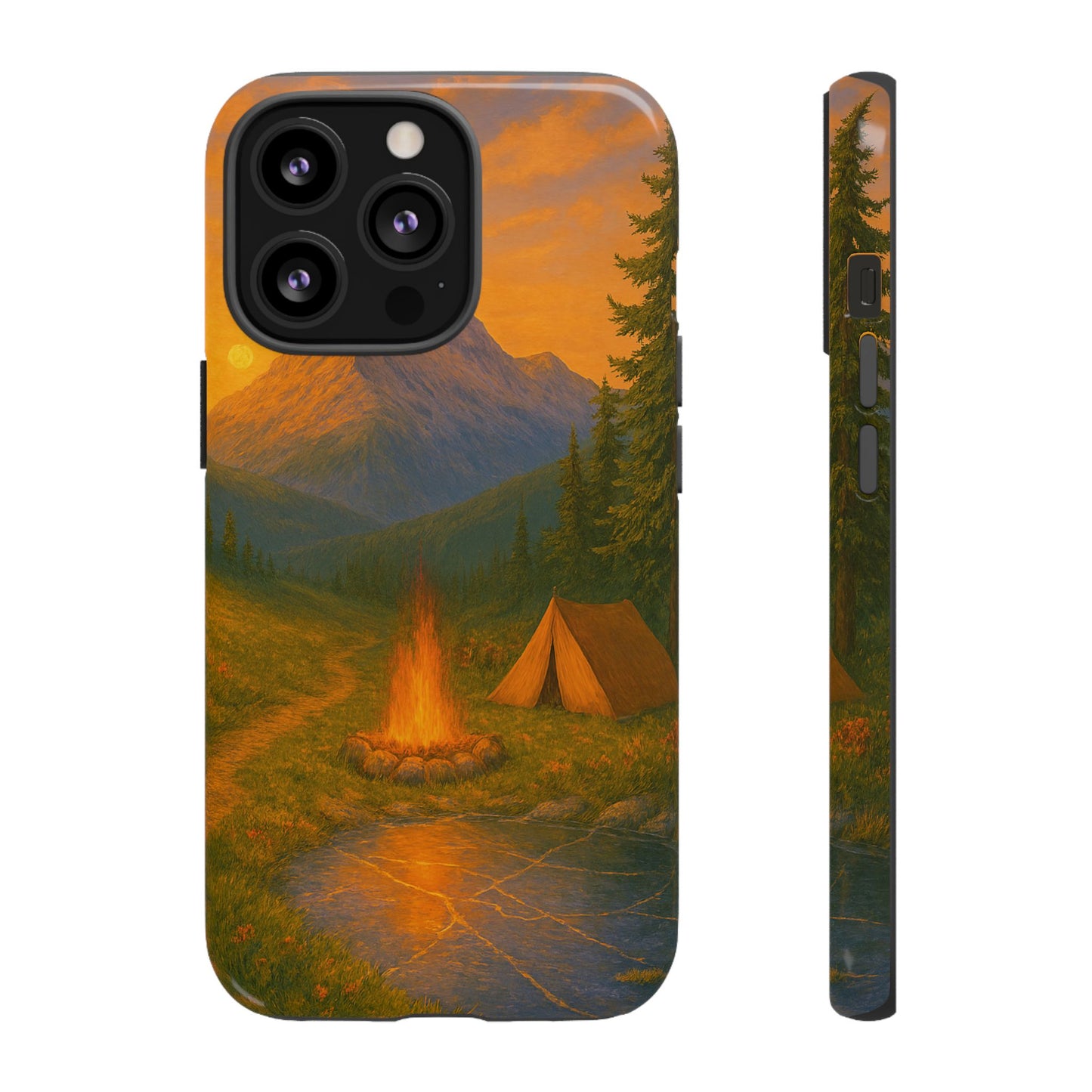 Tough Phone Case - Sunset Camping Scene